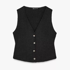 Zara black pleated vest top - Sz M/L (looks like Miyake)